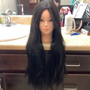 Jet black wig
